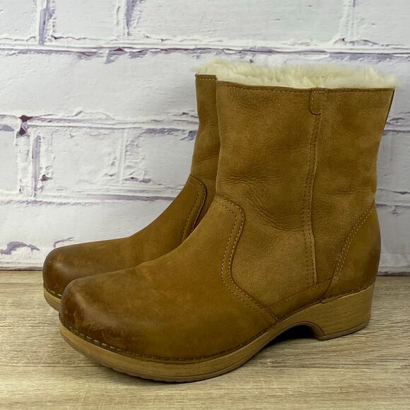 Dansko Bettie Shearling Lined Boots Women's 38 US 7.5-8 Brown Sheepskin Leather - Picture 3 of 10